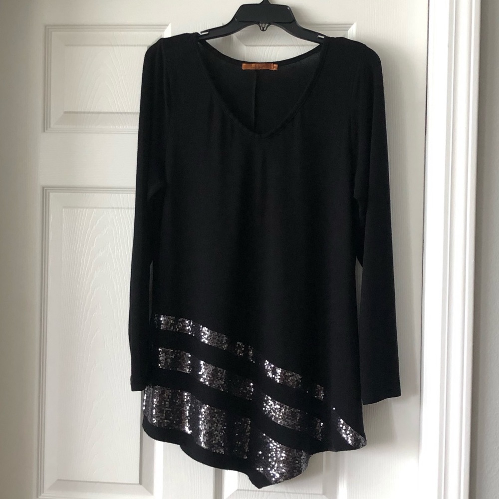 Sequin black top - XL